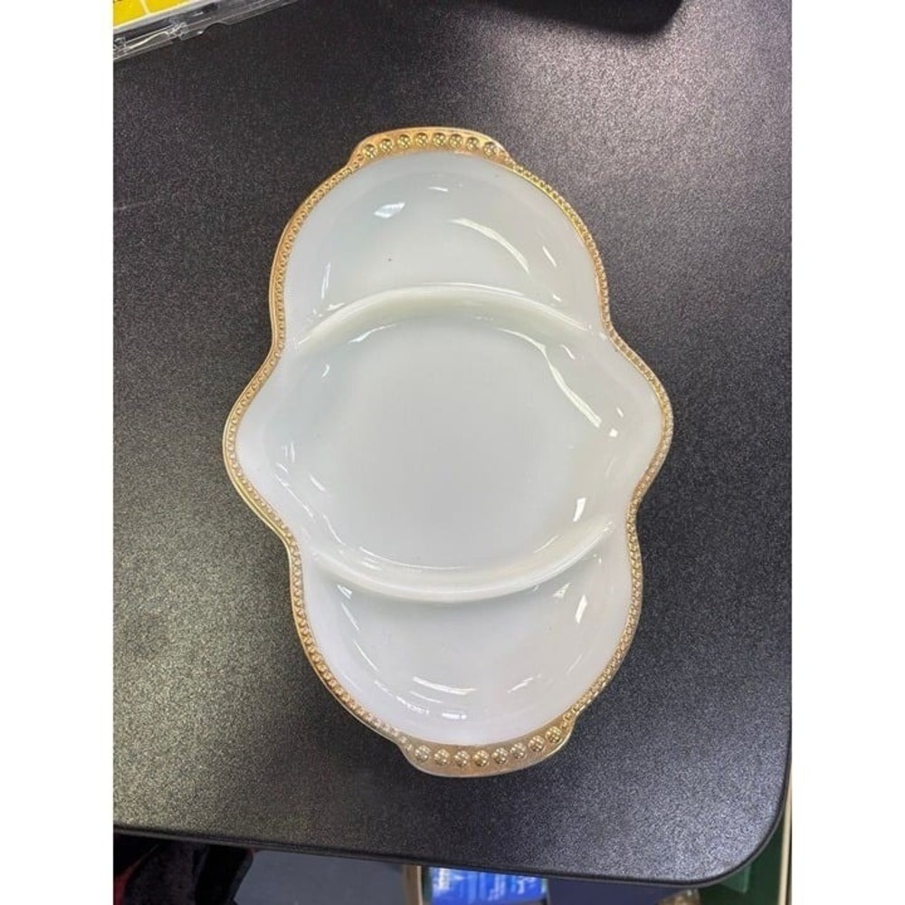 Fire King Milk Glass Relish‎ Dish (1098)